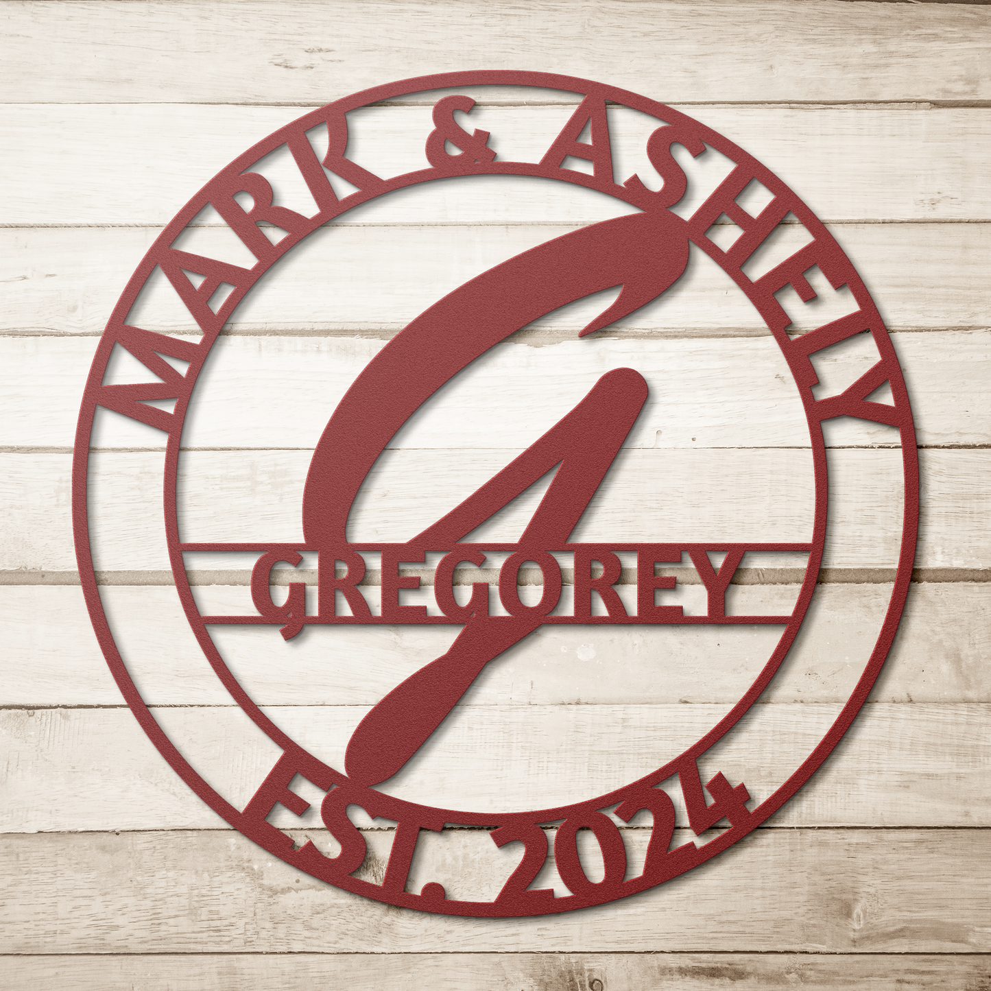 Housewarming family name steel wall sign