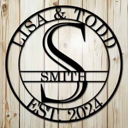 Housewarming family name steel wall sign