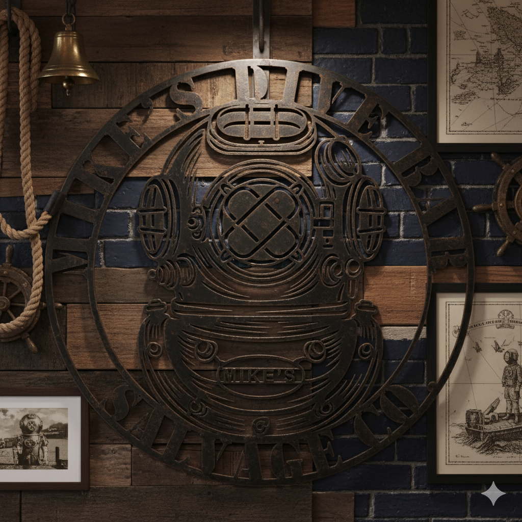 Custom dive helmet wall decor