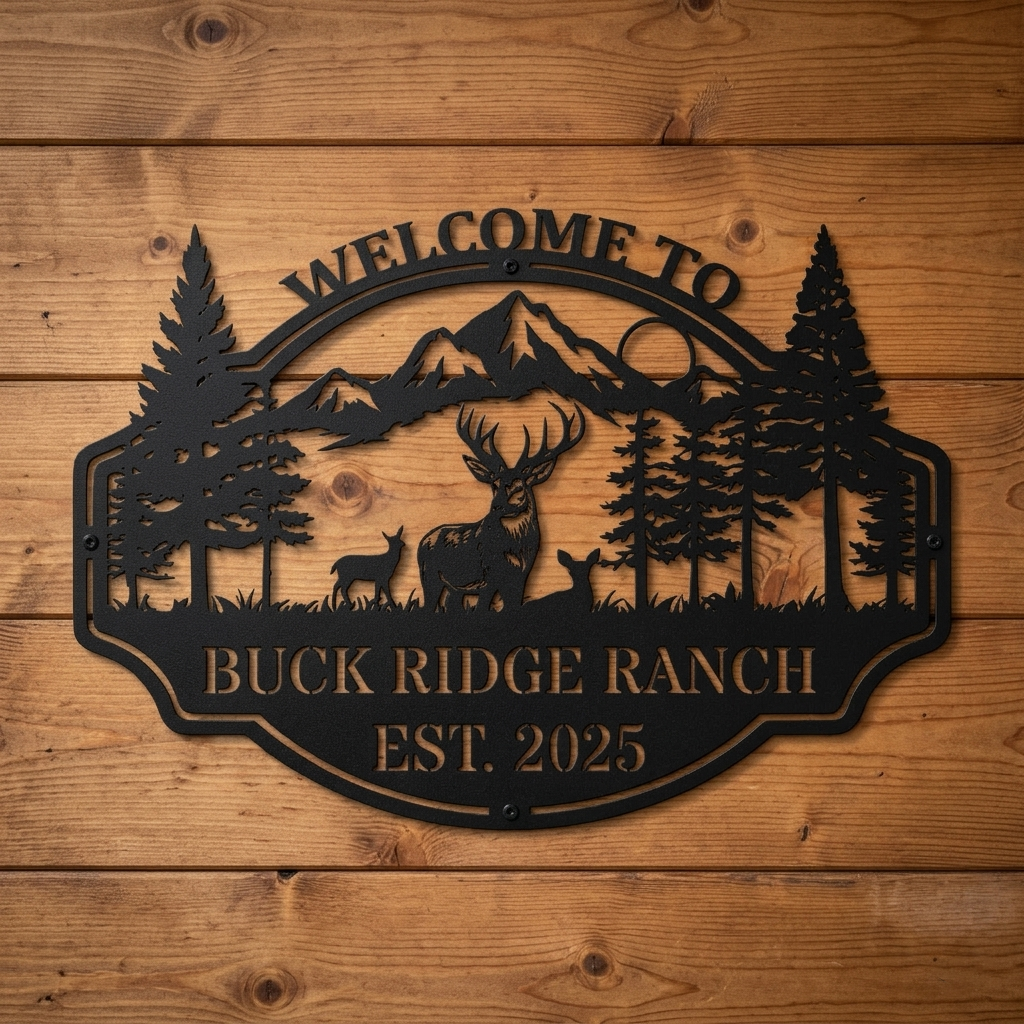 deer forest welcome sign metal wall art for cabin decor