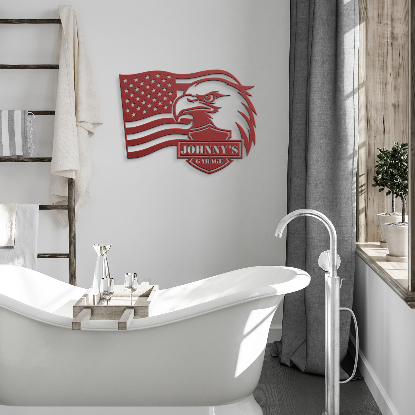 Personalized American eagle metal sign custom garage decor