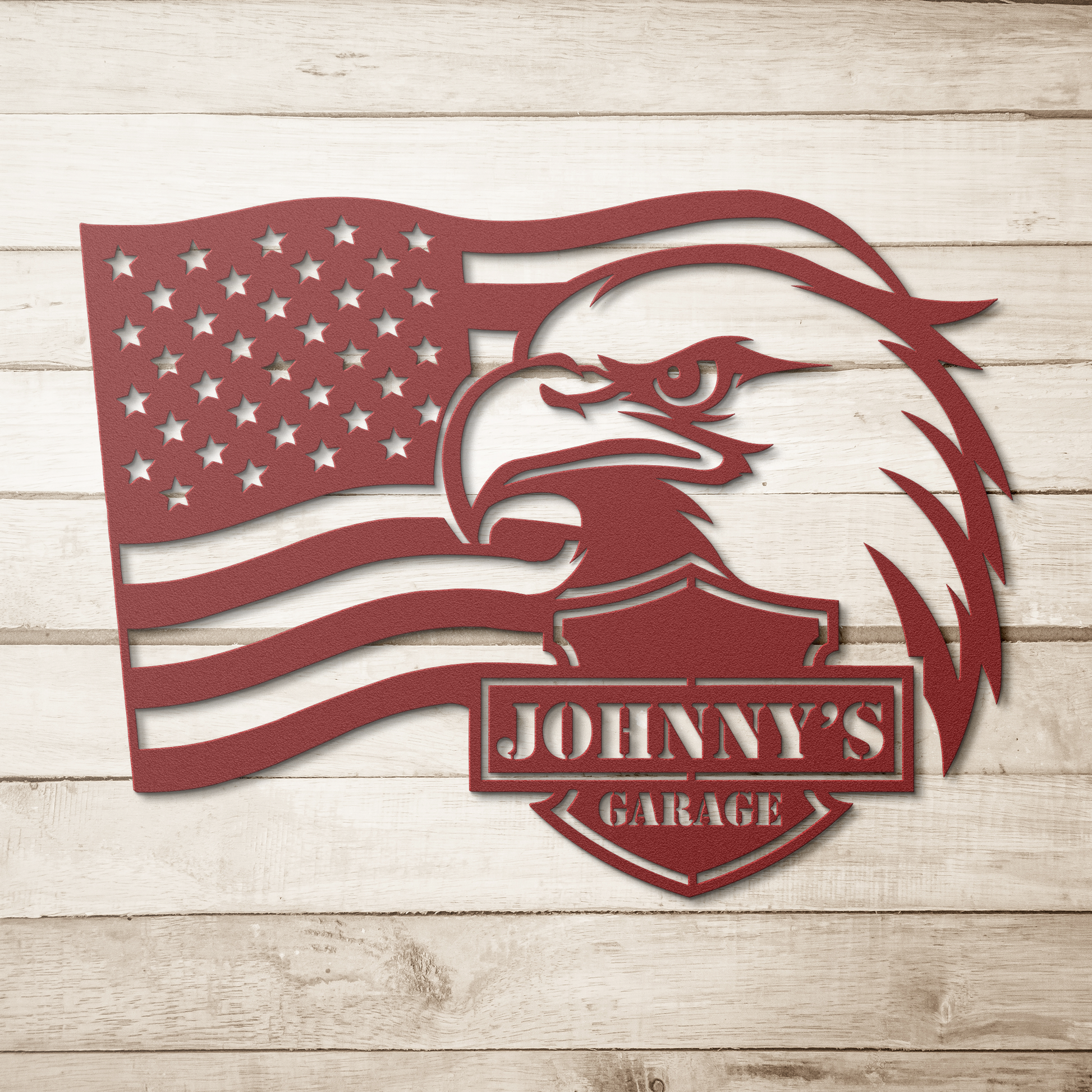 Eagle_Flag_Custom_Garage_Name_Metal_Wall_Red_Simple_Wood_BKGD_Mockup.png_15433374