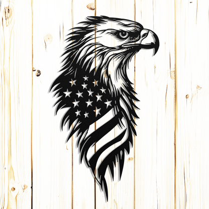 Patriotic metal sign with bald eagle