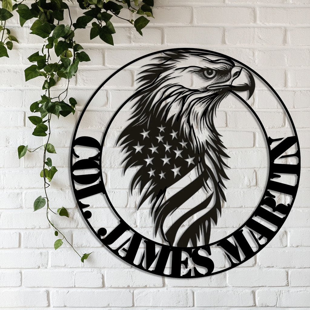 American eagle USA flag wall sign