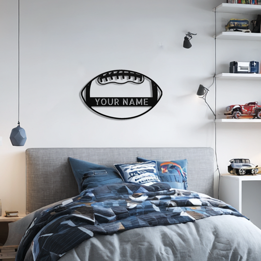 Personalized football metal wall sign