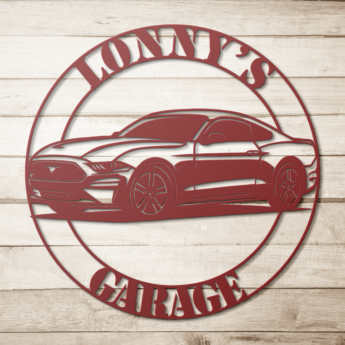 Classic Mustang pony car steel garage décor USA