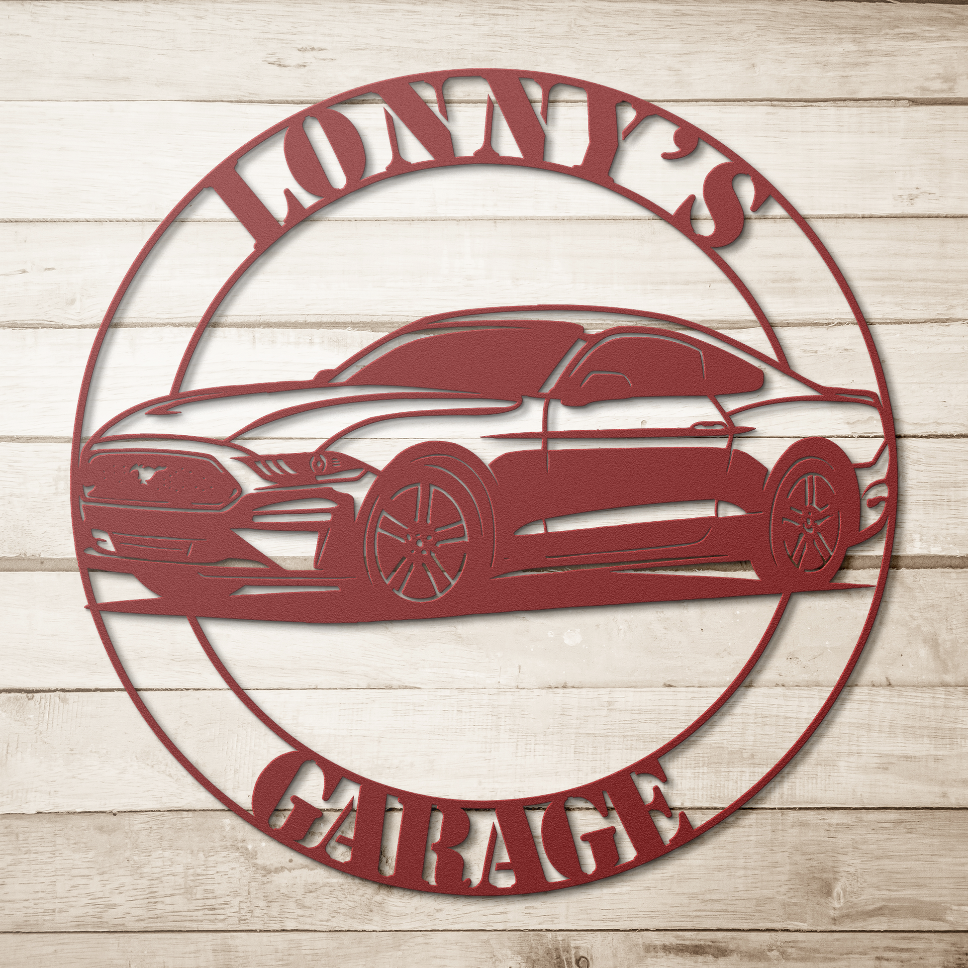 Classic Mustang pony car steel garage décor USA