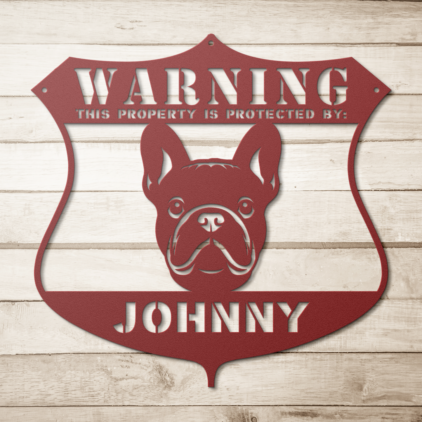 Frenchie metal sign
