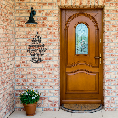 hindu inspired prayer room metal sign for altar or temple decor