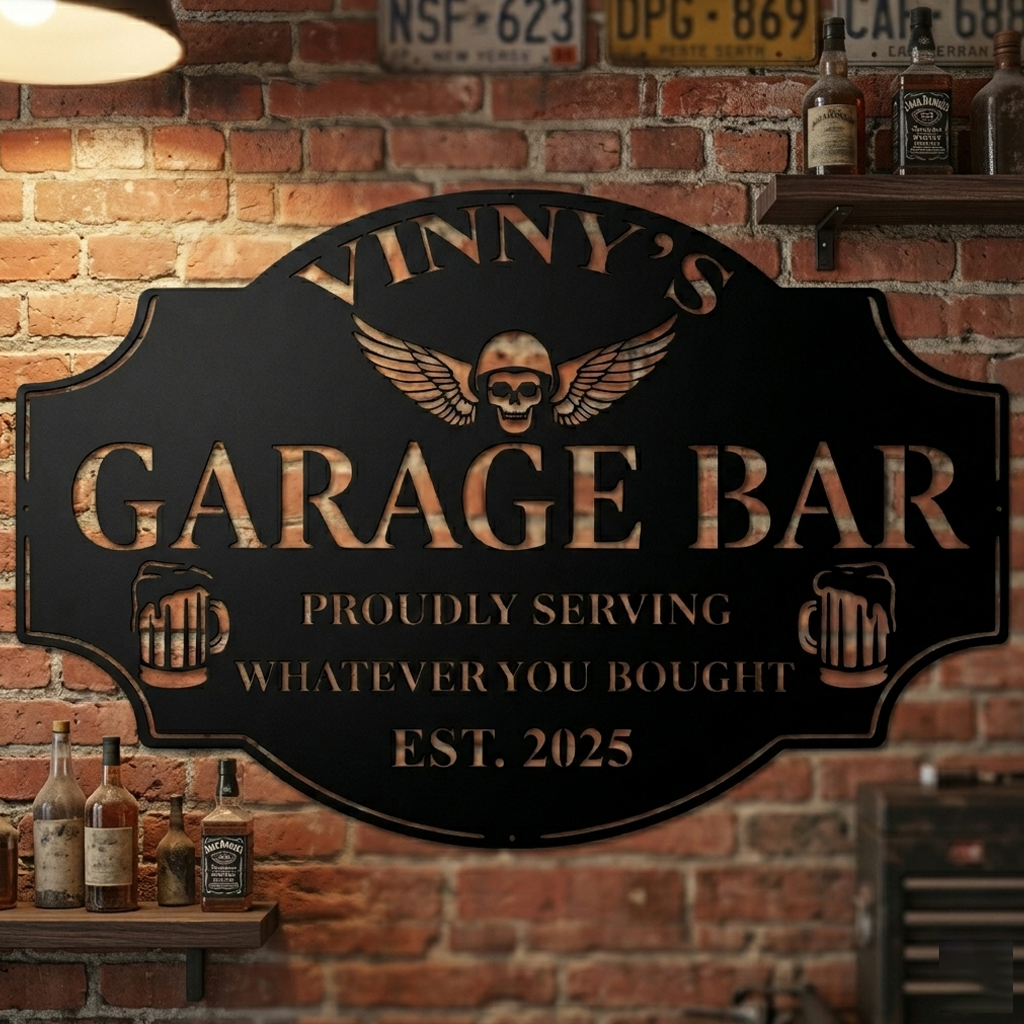 Custom garage bar metal sign personalized man cave wall decor