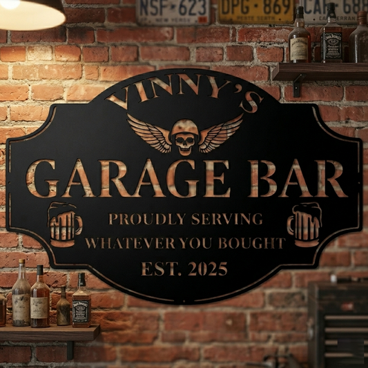 Custom garage bar metal sign personalized man cave wall decor