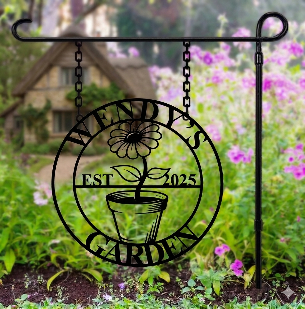 custom flower garden metal sign
