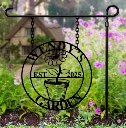custom flower garden metal sign