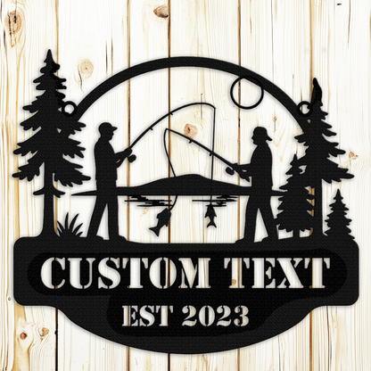 Fishing cabin welcome sign