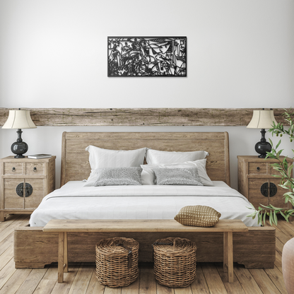 Guernica_Metal_Wall_Art_Pablo_Picasso_G_Black_Farmhouse_Bedroom_Mockup.png