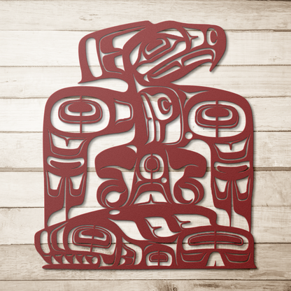 Tribal outdoor metal wall hanging