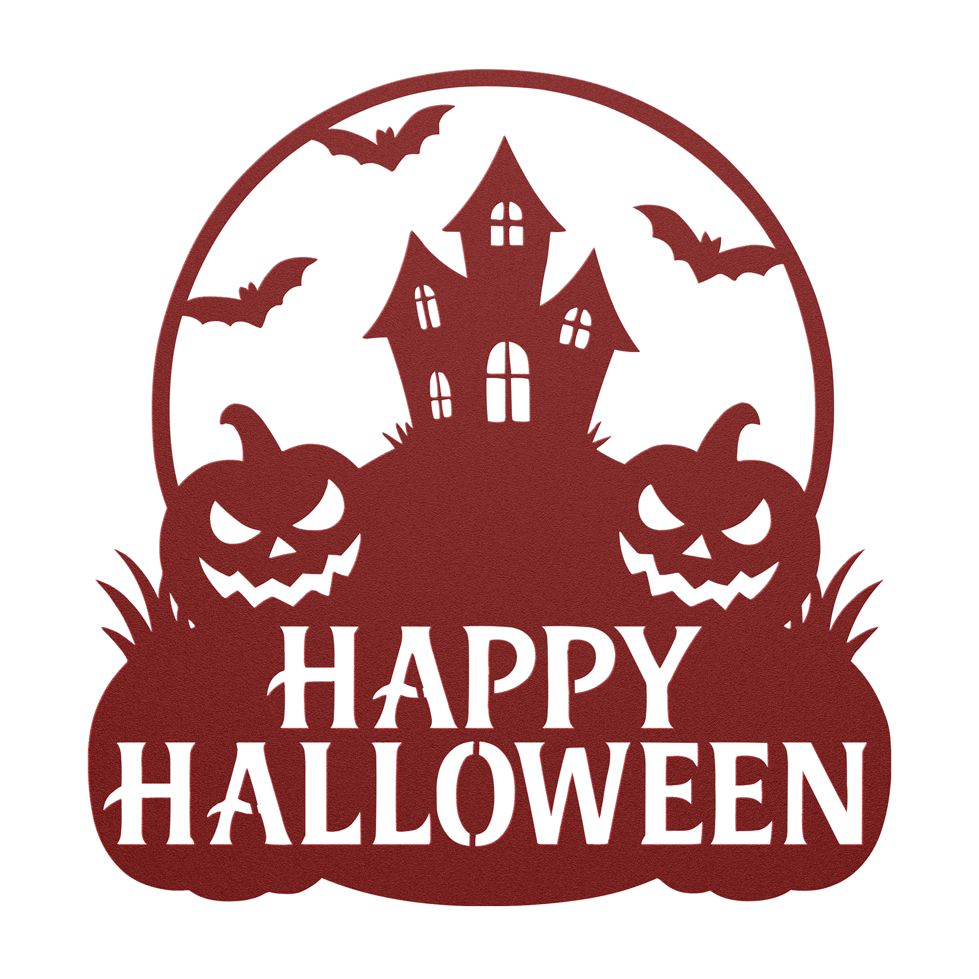 Durable powder-coated Happy Halloween wall art