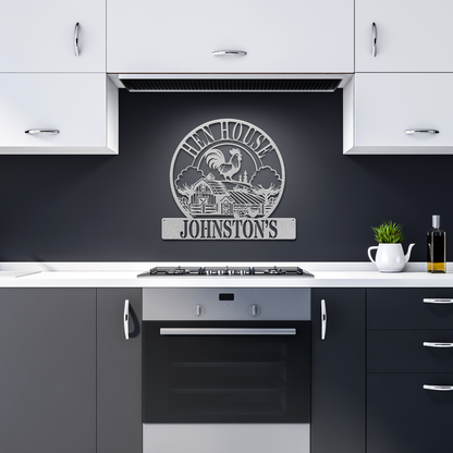 Hen_House_Metal_Sign__Personalized_Ch_Silver_Dark_Kitchen_Mockup.png