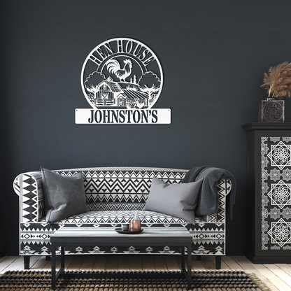 Hen_House_Metal_Sign__Personalized_Ch_White_Dark_Living_Room_Mockup.png