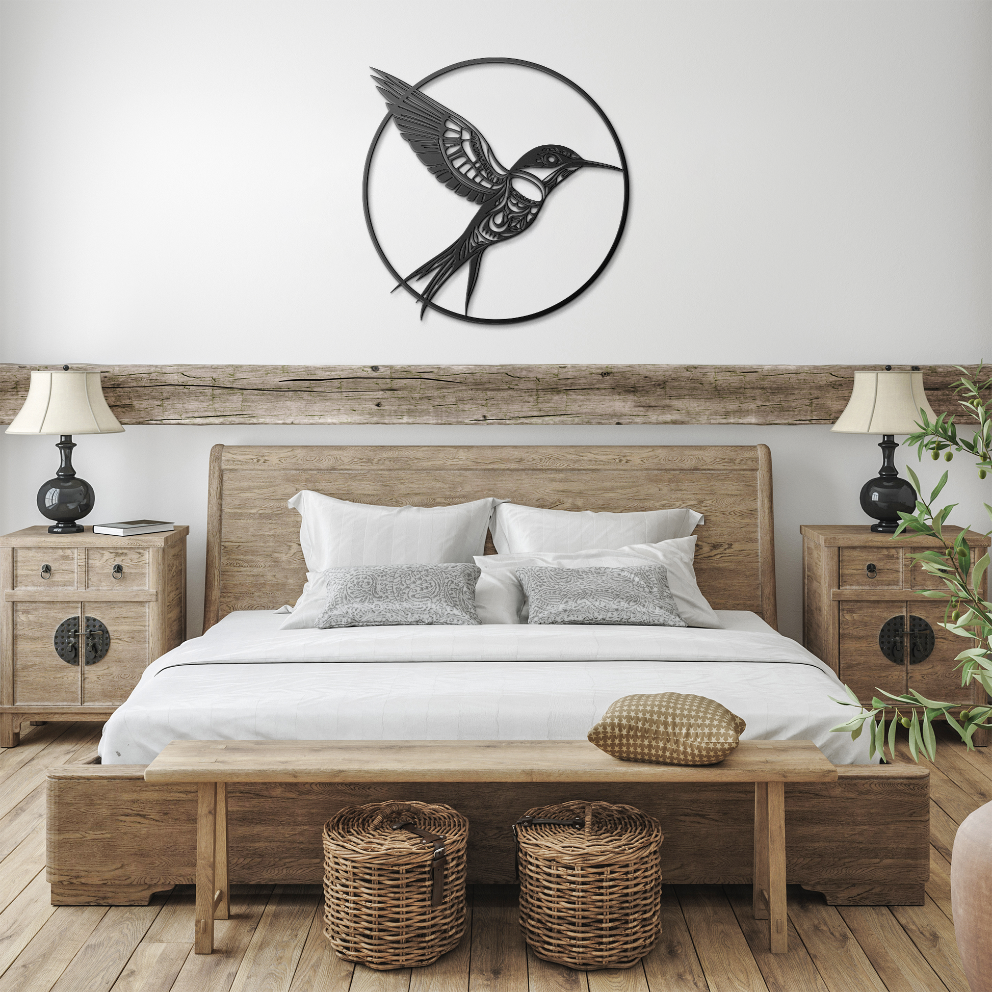 Rustic Outdoor Hummingbird Wall Sign – Powder Coated Steel