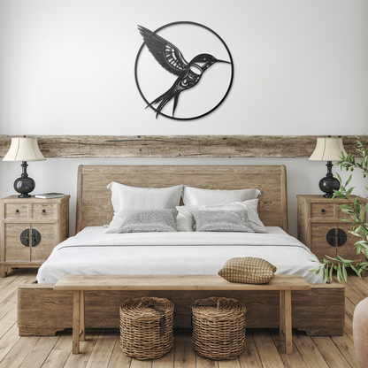 Rustic Outdoor Hummingbird Wall Sign – Powder Coated Steel