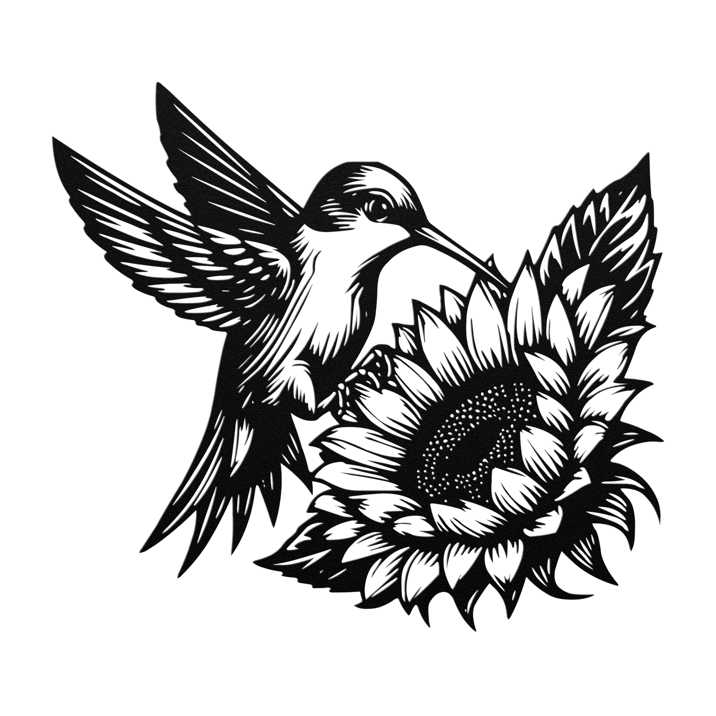 Weatherproof hummingbird and sunflower steel wall art