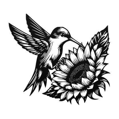 Weatherproof hummingbird and sunflower steel wall art