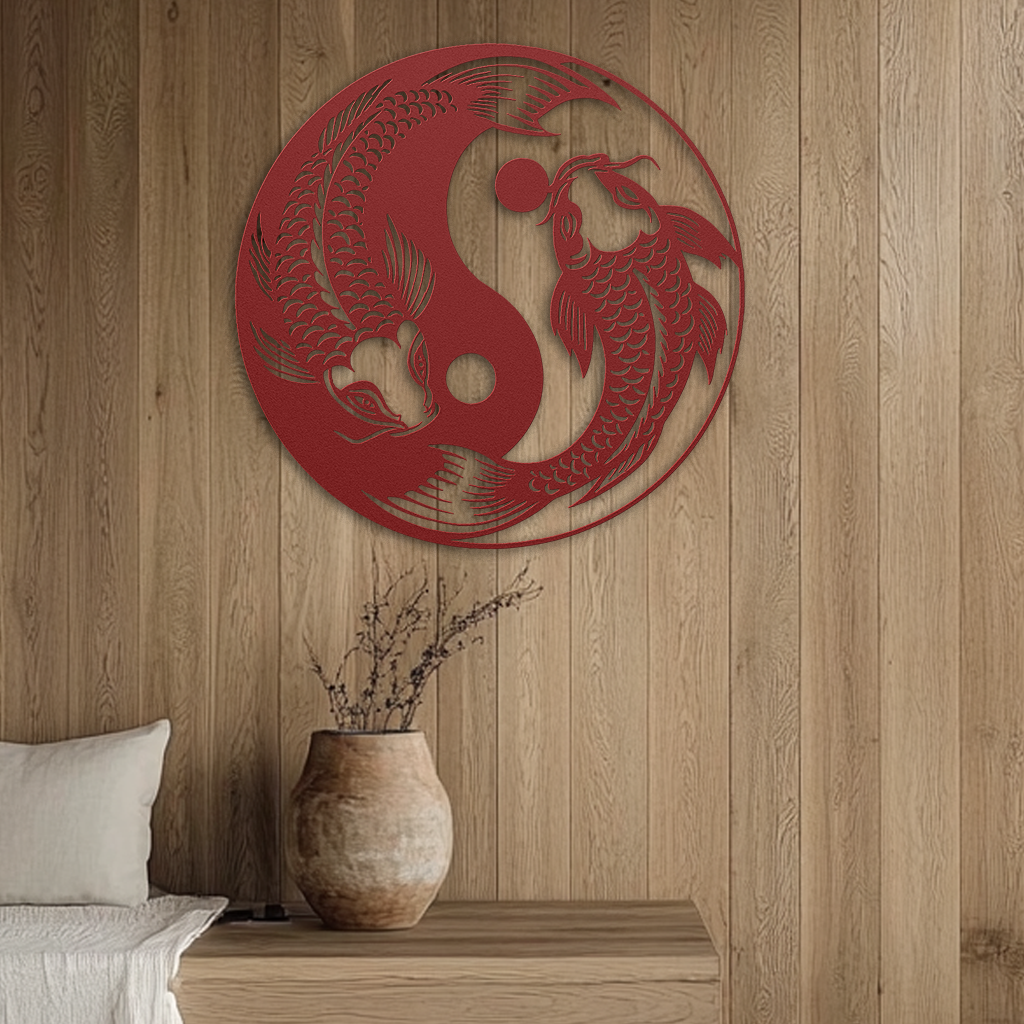 Japanese koi metal wall decor