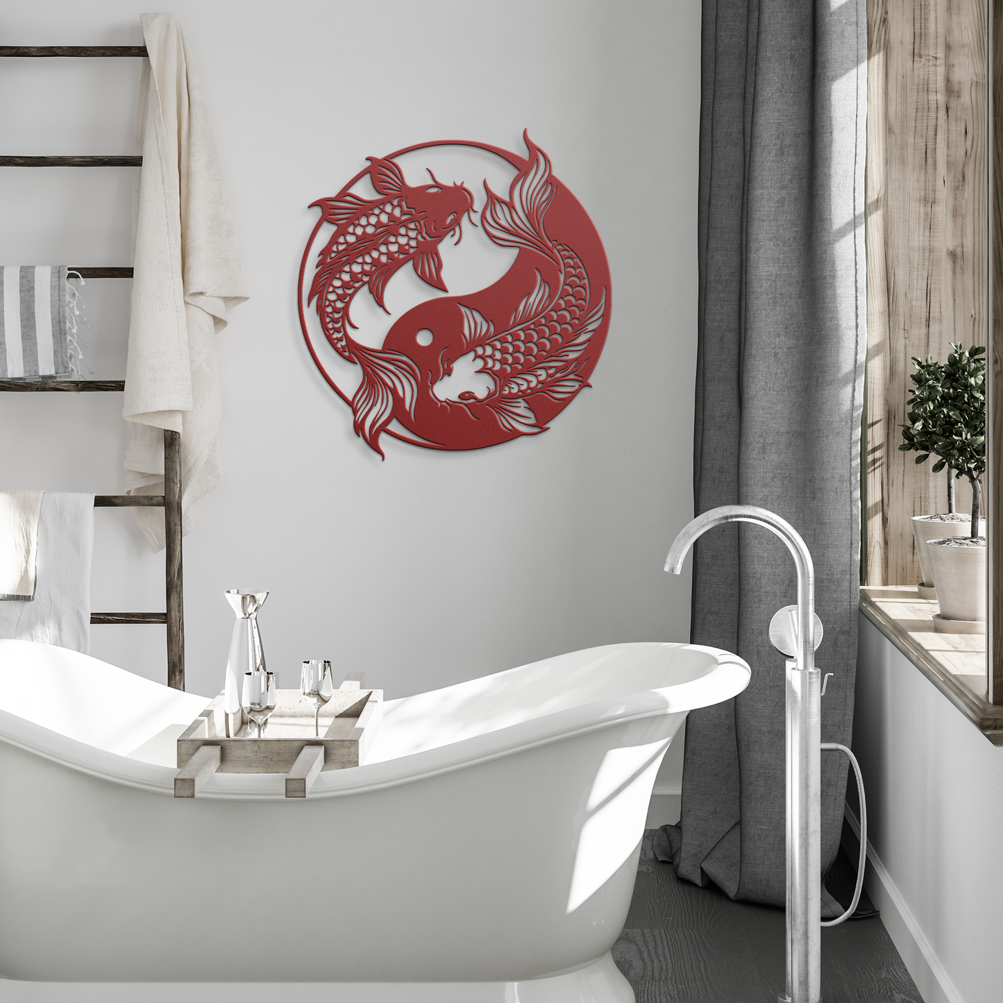 yin yang koi steel wall sign