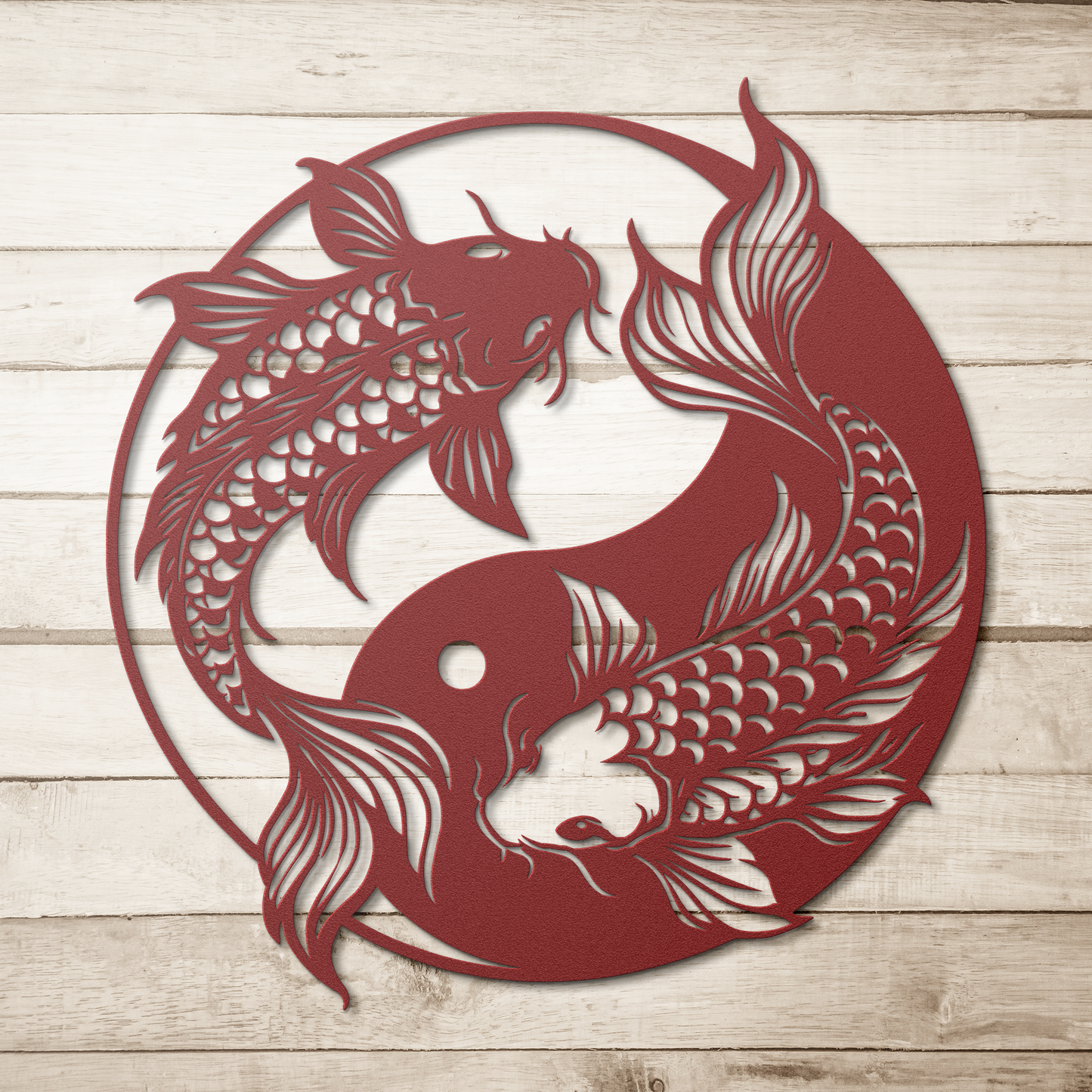 koi yin yang metal wall art
