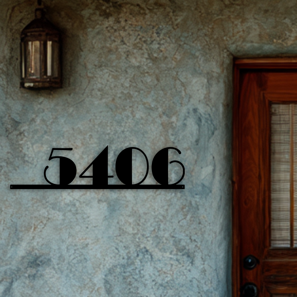 Art Deco metal address sign