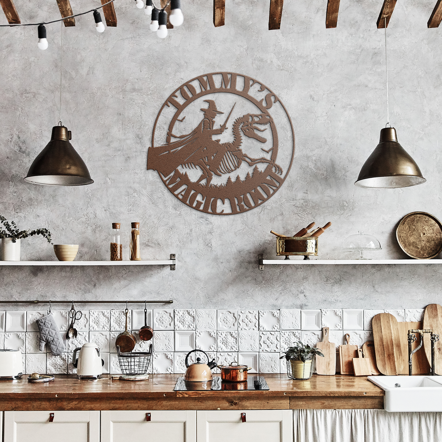 Magic_Boys_Room_Custom_Metal_Sign__Dino_Copper_Rustic_Kitchen_Mockup.png
