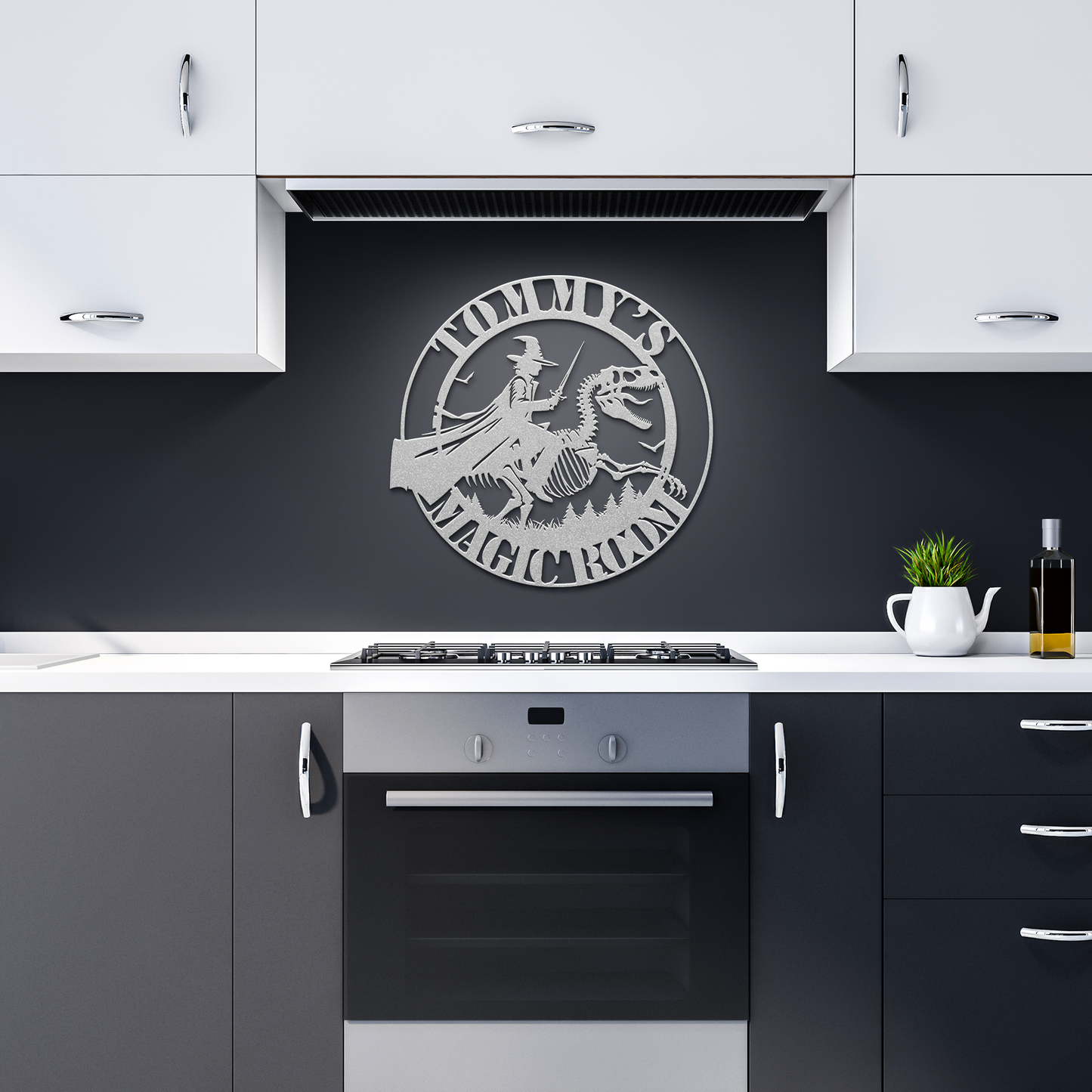 Magic_Boys_Room_Custom_Metal_Sign__Dino_Silver_Dark_Kitchen_Mockup.png