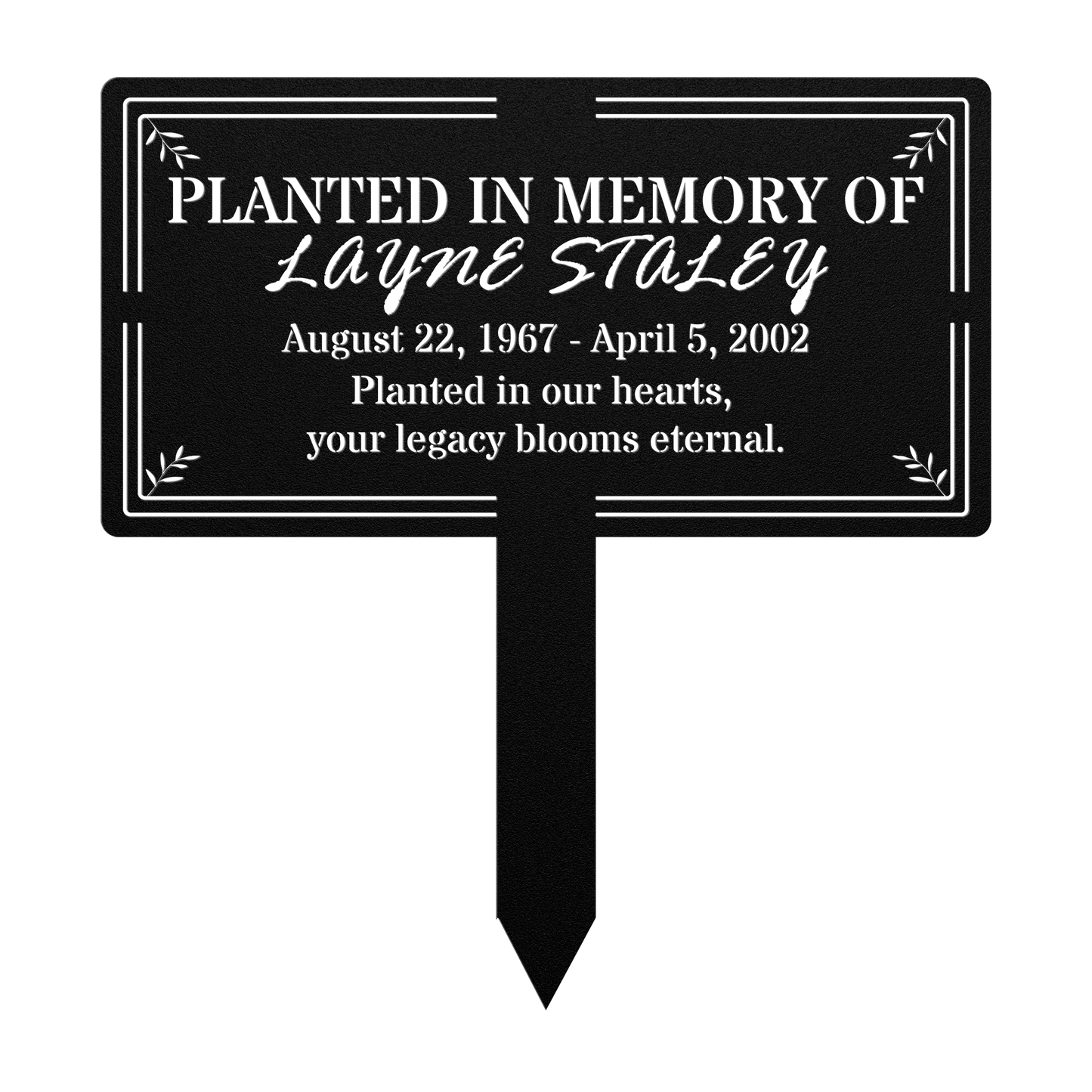 Remembrance garden metal sign