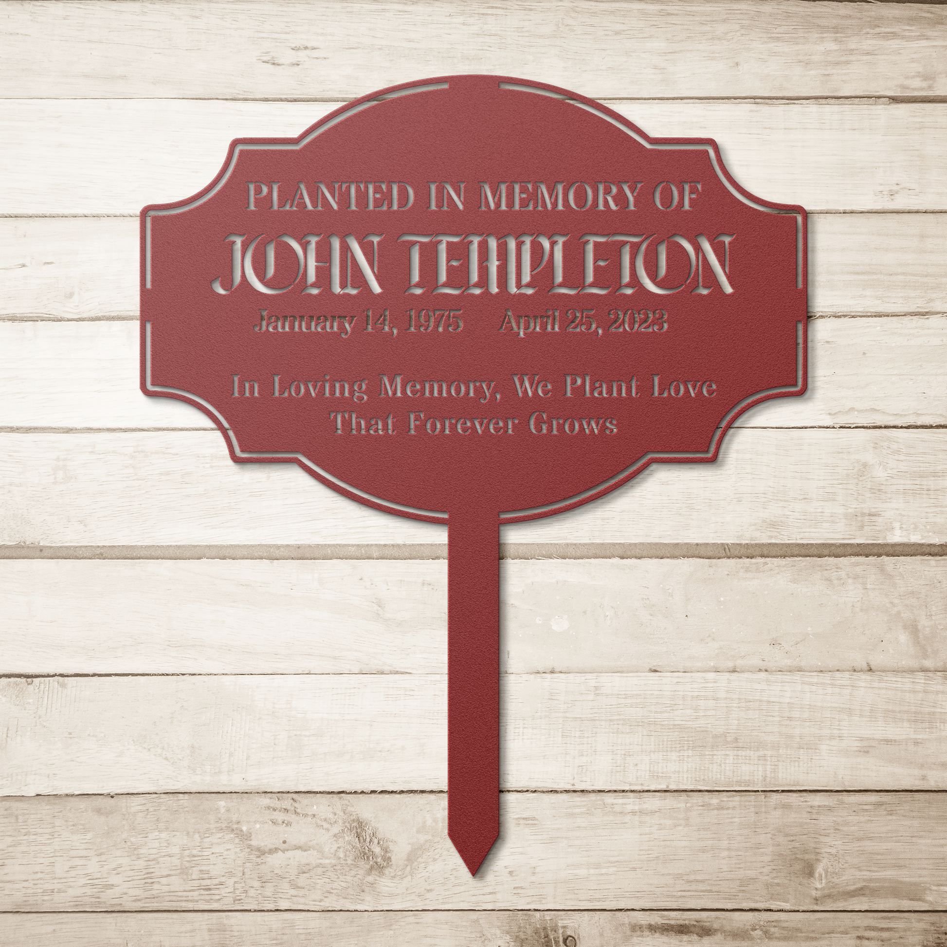 Memorial_Tree_Plaque_with_Stake__Pers_Red_Simple_Wood_BKGD_Mockup.png