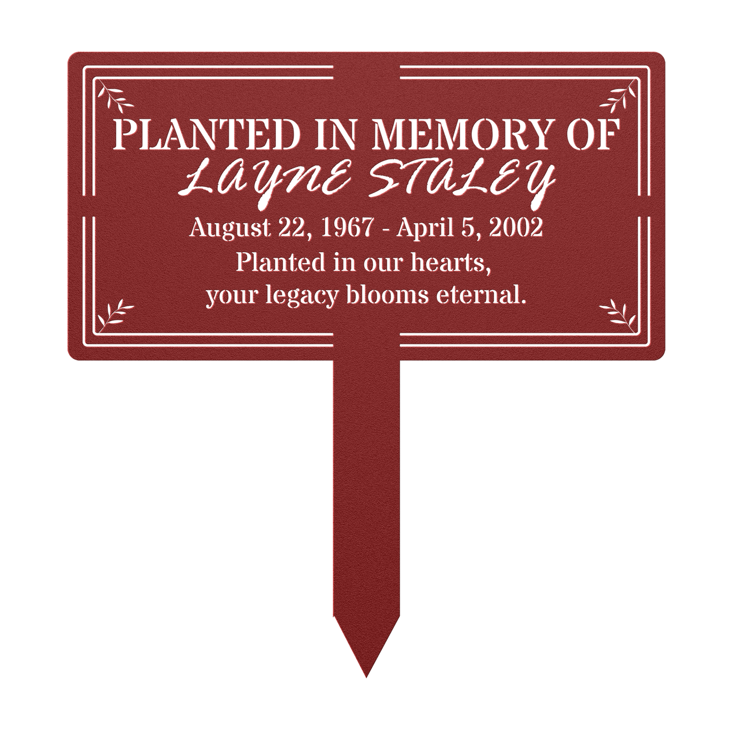 Custom metal tree marker