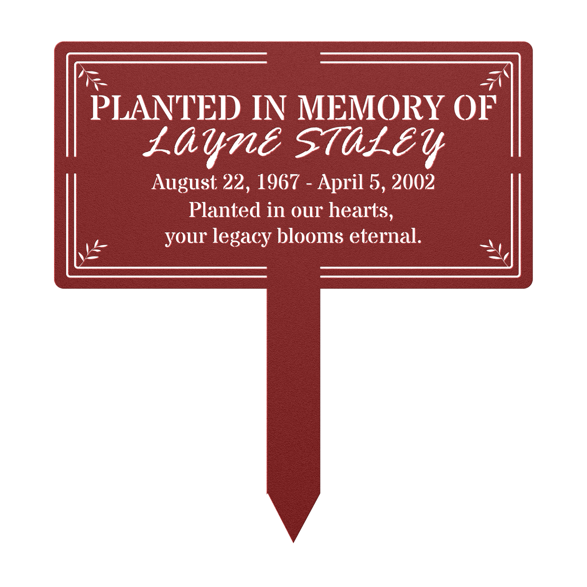 Custom metal tree marker