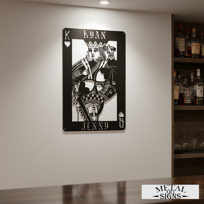 King and Queen of Hearts metal wall art