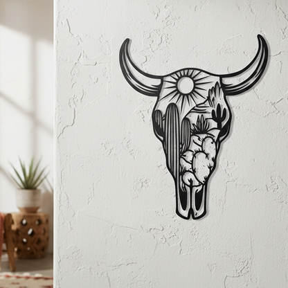 southwest cow skull metal wall art