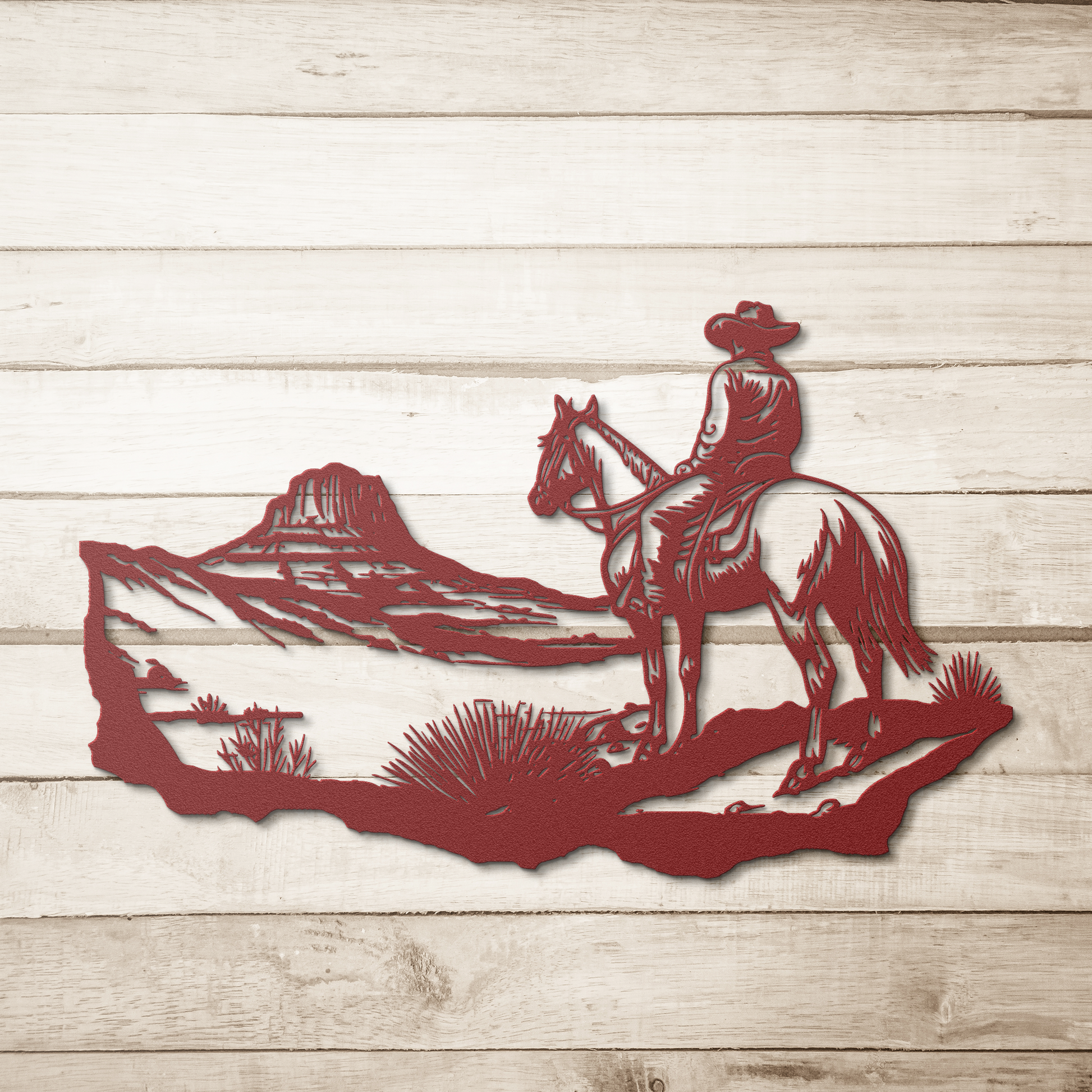 Rodeo cowboy powder-coated wall hanging
