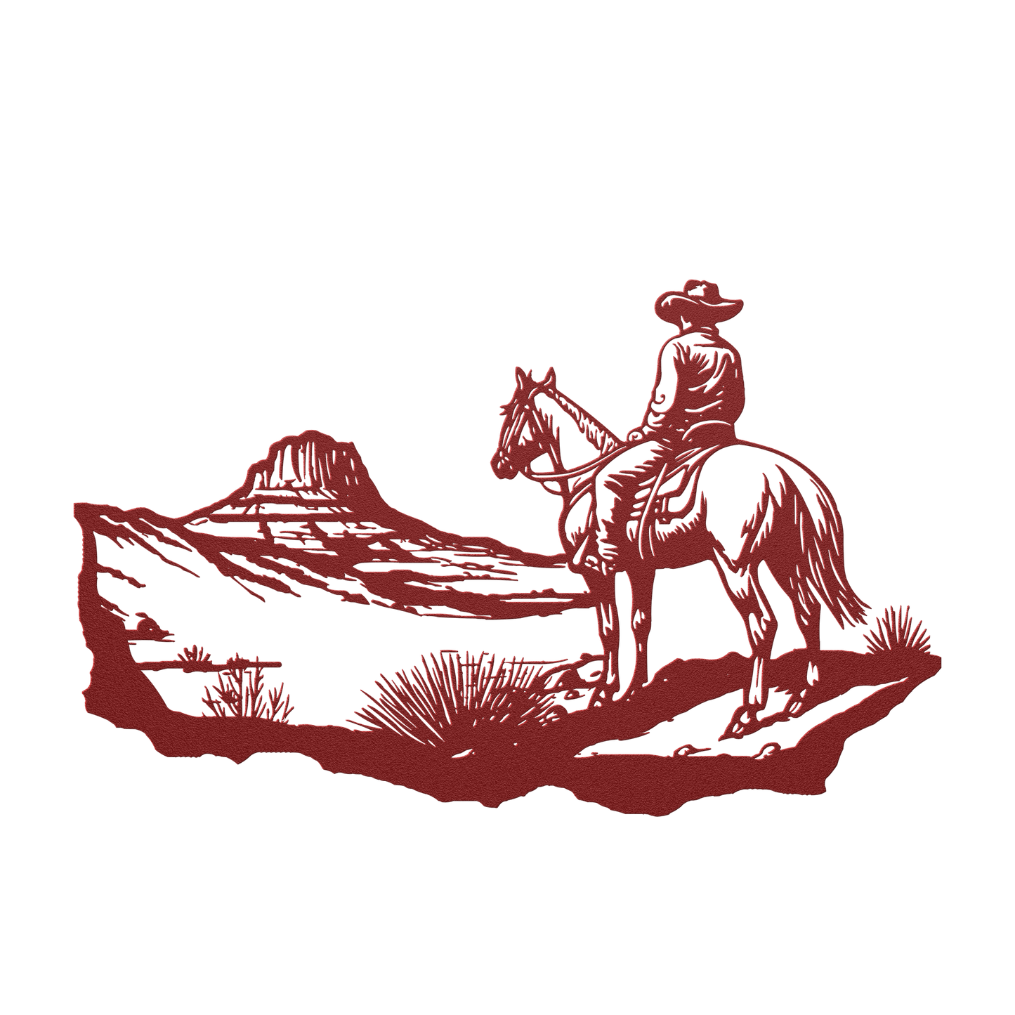 Horseback cowboy Western theme steel art