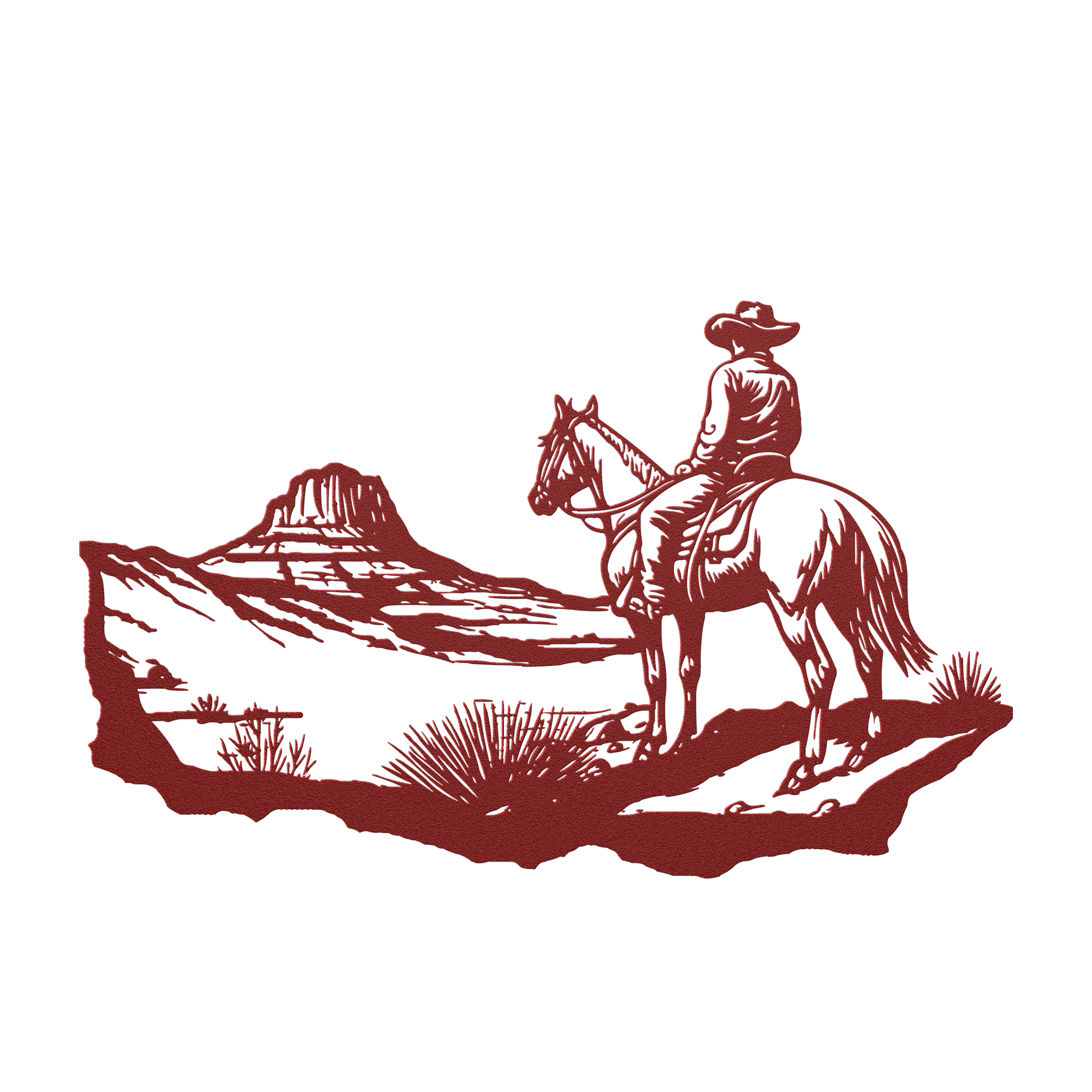 Horseback cowboy Western theme steel art