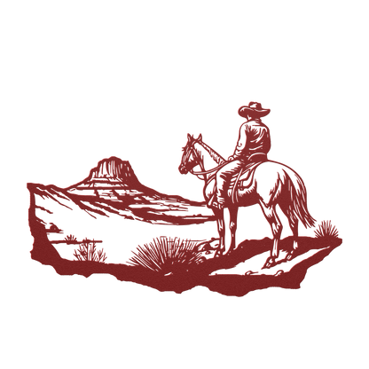 Horseback cowboy Western theme steel art