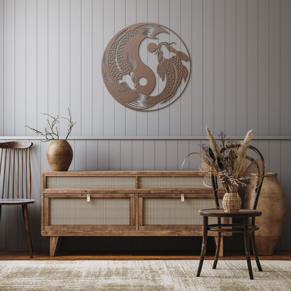 Metal_Koi_Fish_Wall_Art__Yin_Yang_Zen_Copper_Rustic_Hallway_Mockup.png