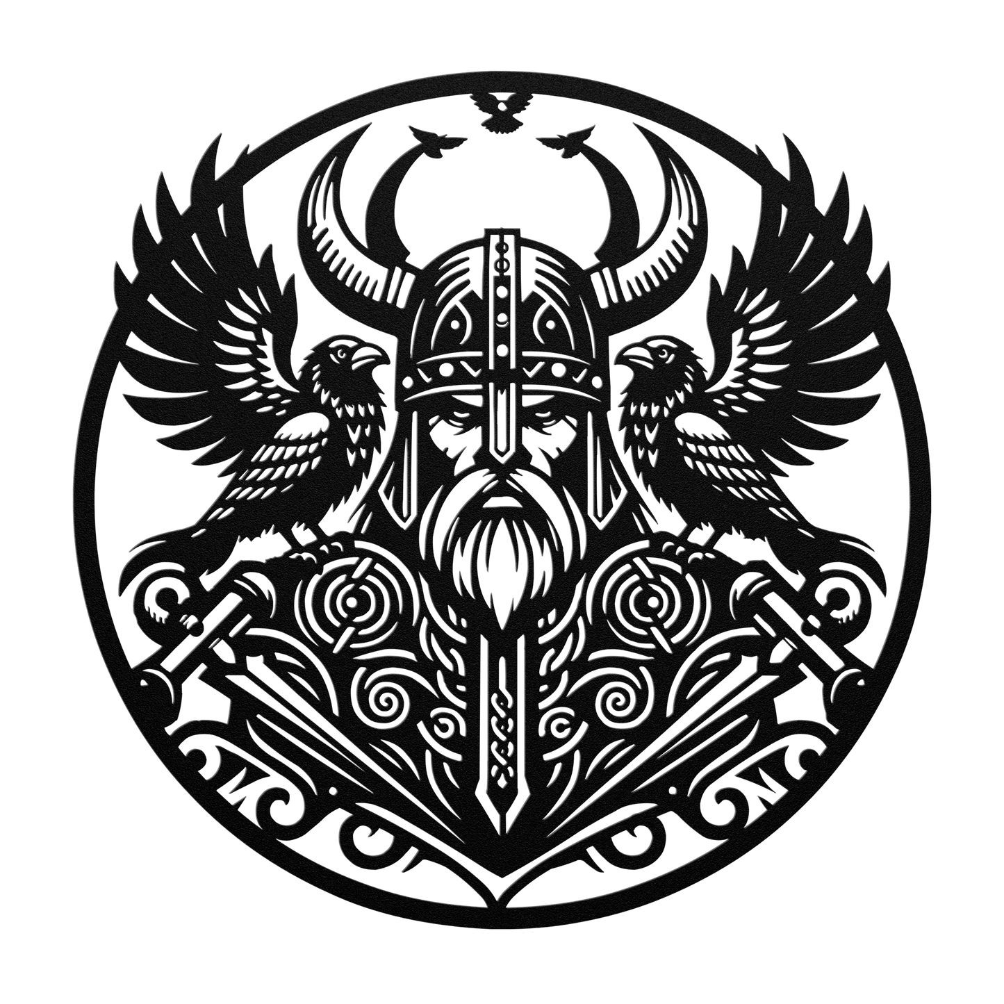 Norse mythology metal sign – handcrafted Odin warrior decor