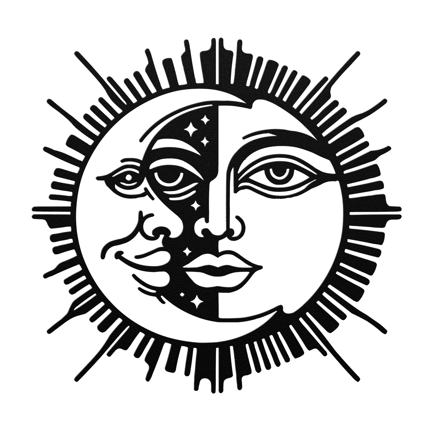 Celestial metal decor – sun and moon outdoor wall sign for patio