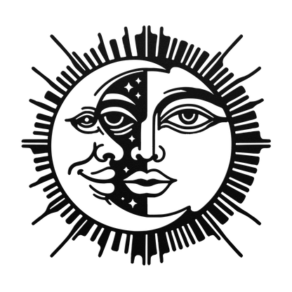 Celestial metal decor – sun and moon outdoor wall sign for patio