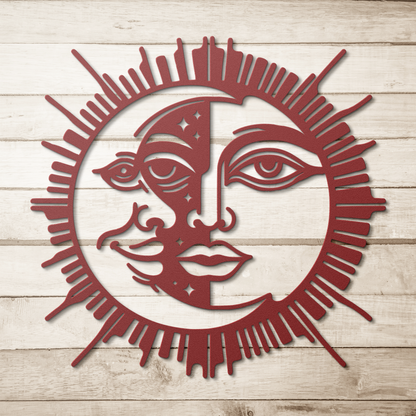 Custom metal sun and moon wall art – celestial decor for home & garden