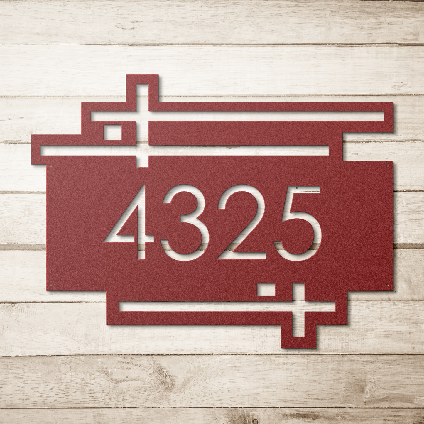 Modern outdoor metal address number sign