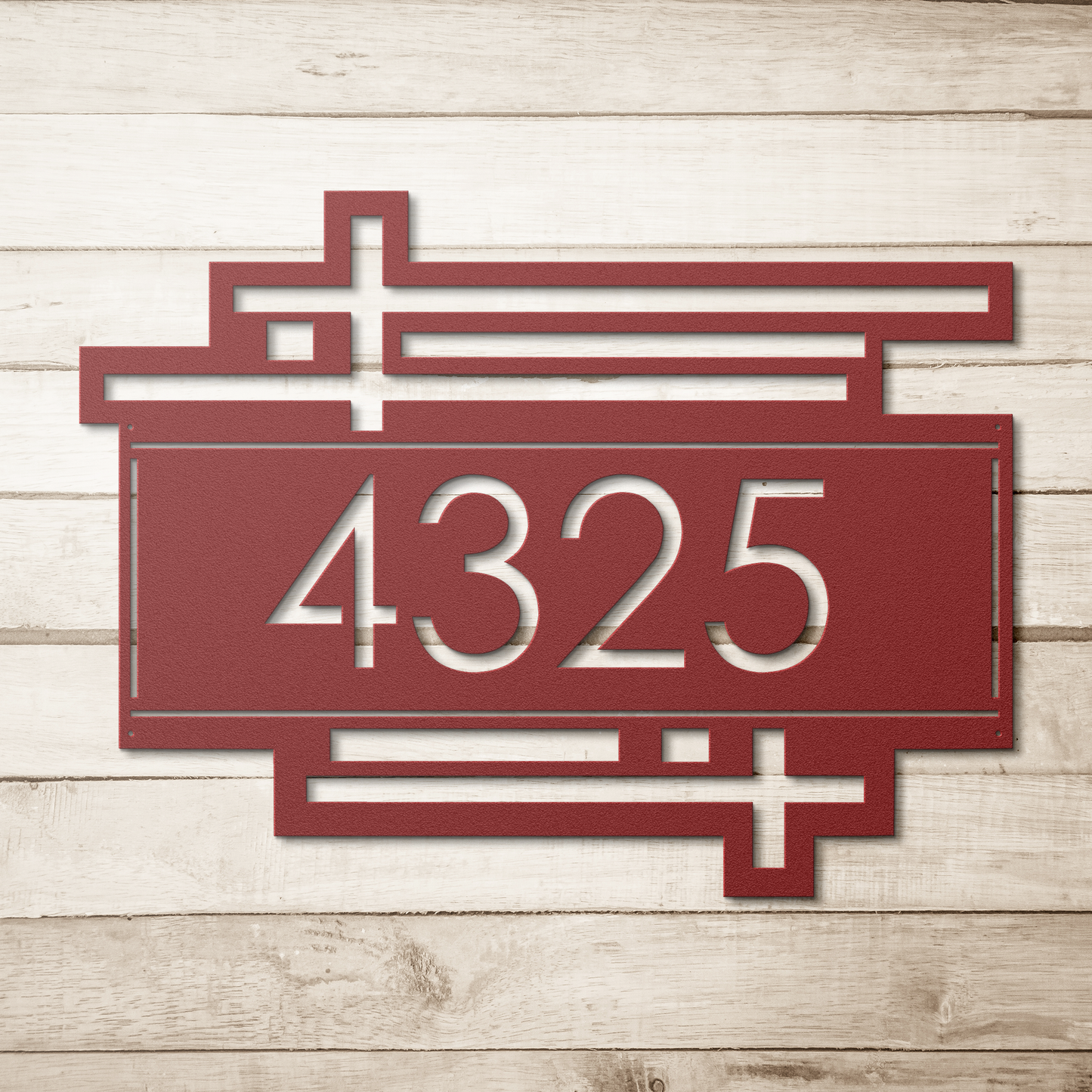 Outdoor metal house number sign modern style